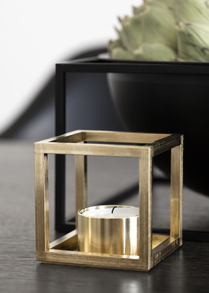 Kubus T, Candle Holder, Gold Plated