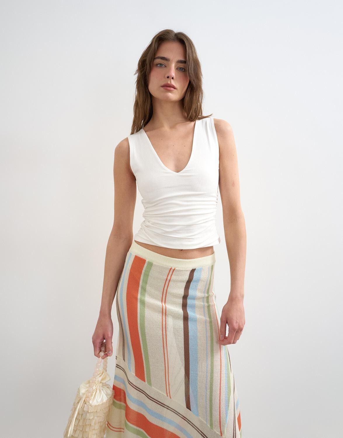 TSMY SL V-NECK RUCHED SIDE TANK VES