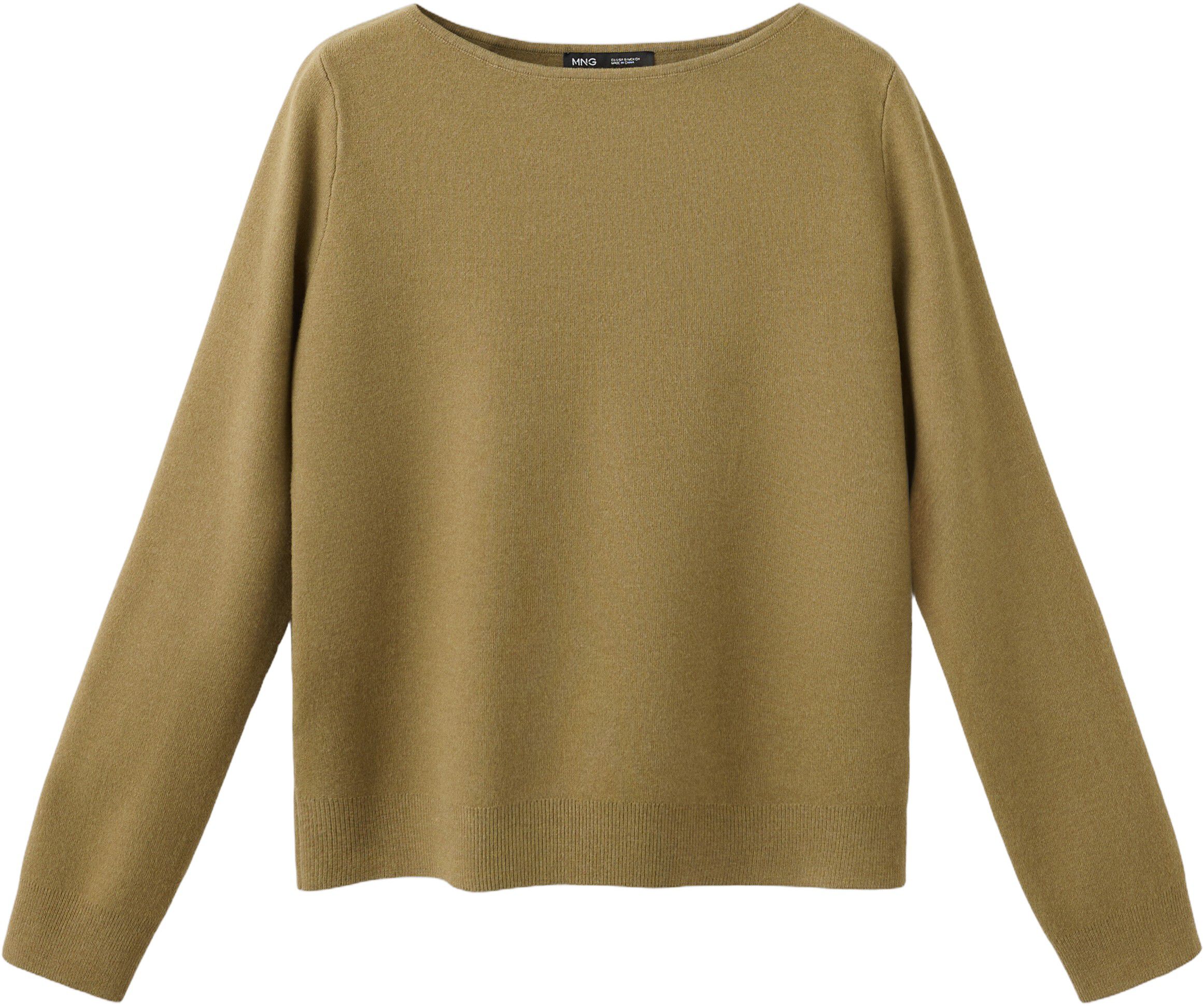 Fine-knit boat-neck sweater