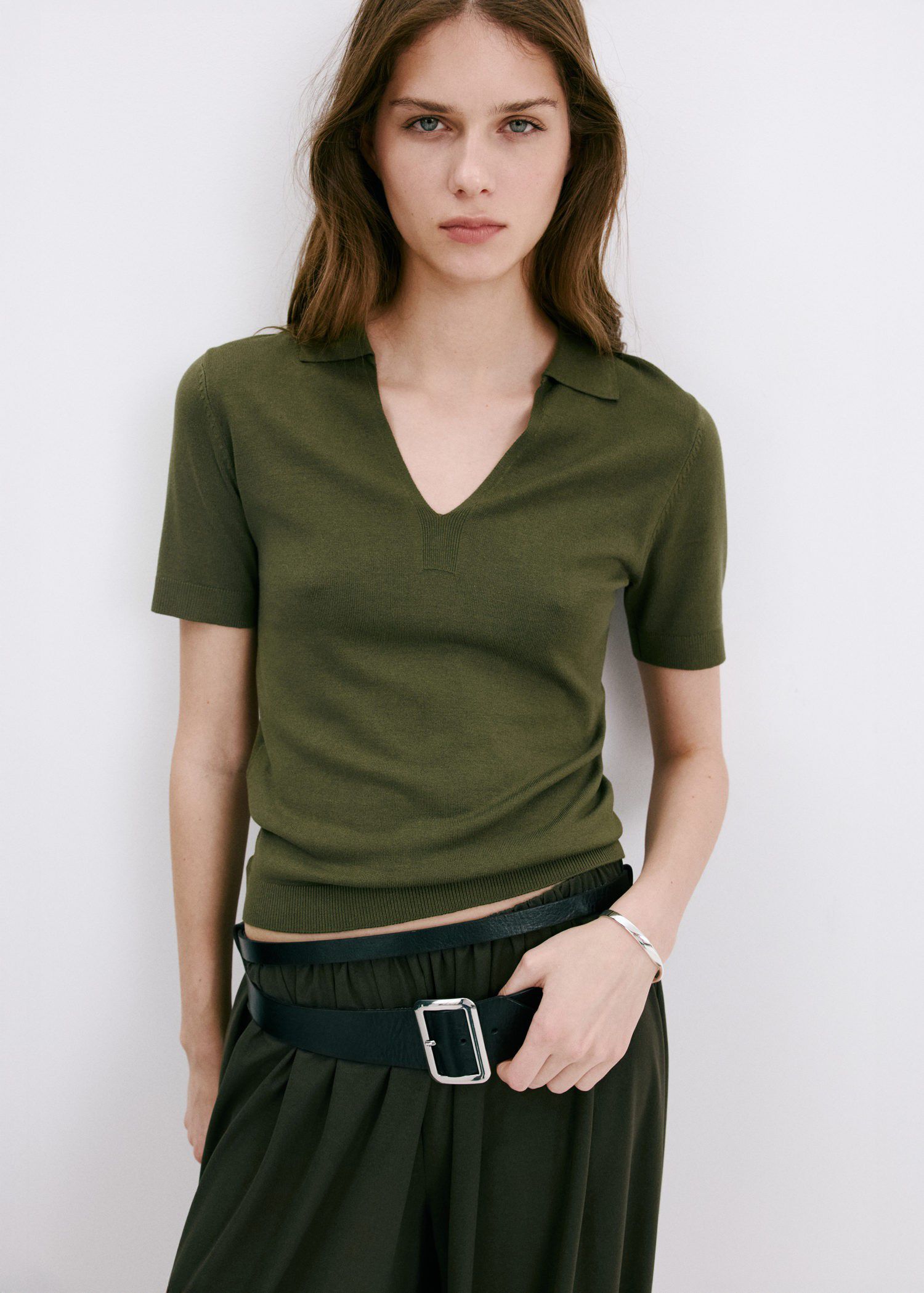 Fine-knit polo shirt
