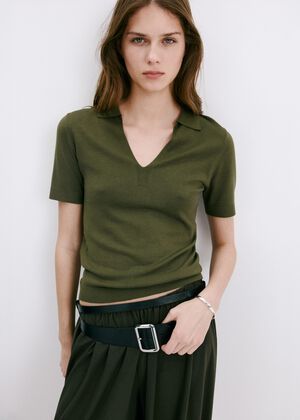 Fine-knit polo shirt