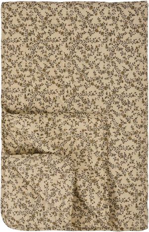 Quilt cremefarvet m/brune blomsterranker