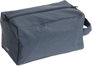 Grid Wash Bag-Medium-Dark blue