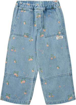 Cesar Printed Denim Pants Peach / L