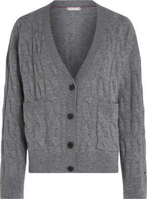 SOFT WOOL CABLE V-NK LS CARDI