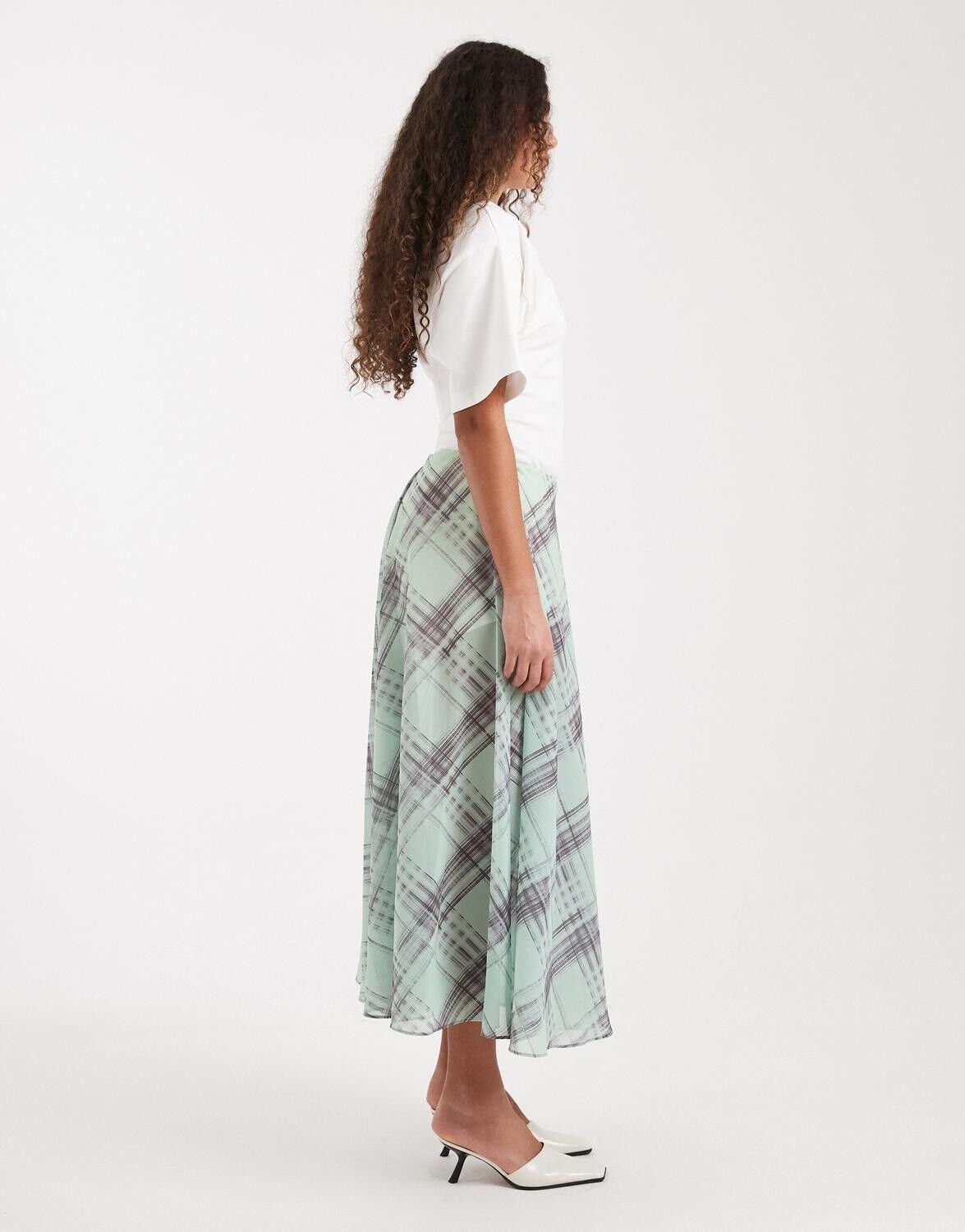 TSROBIN CHIFFON CHECK MAXI SKIRT WV
