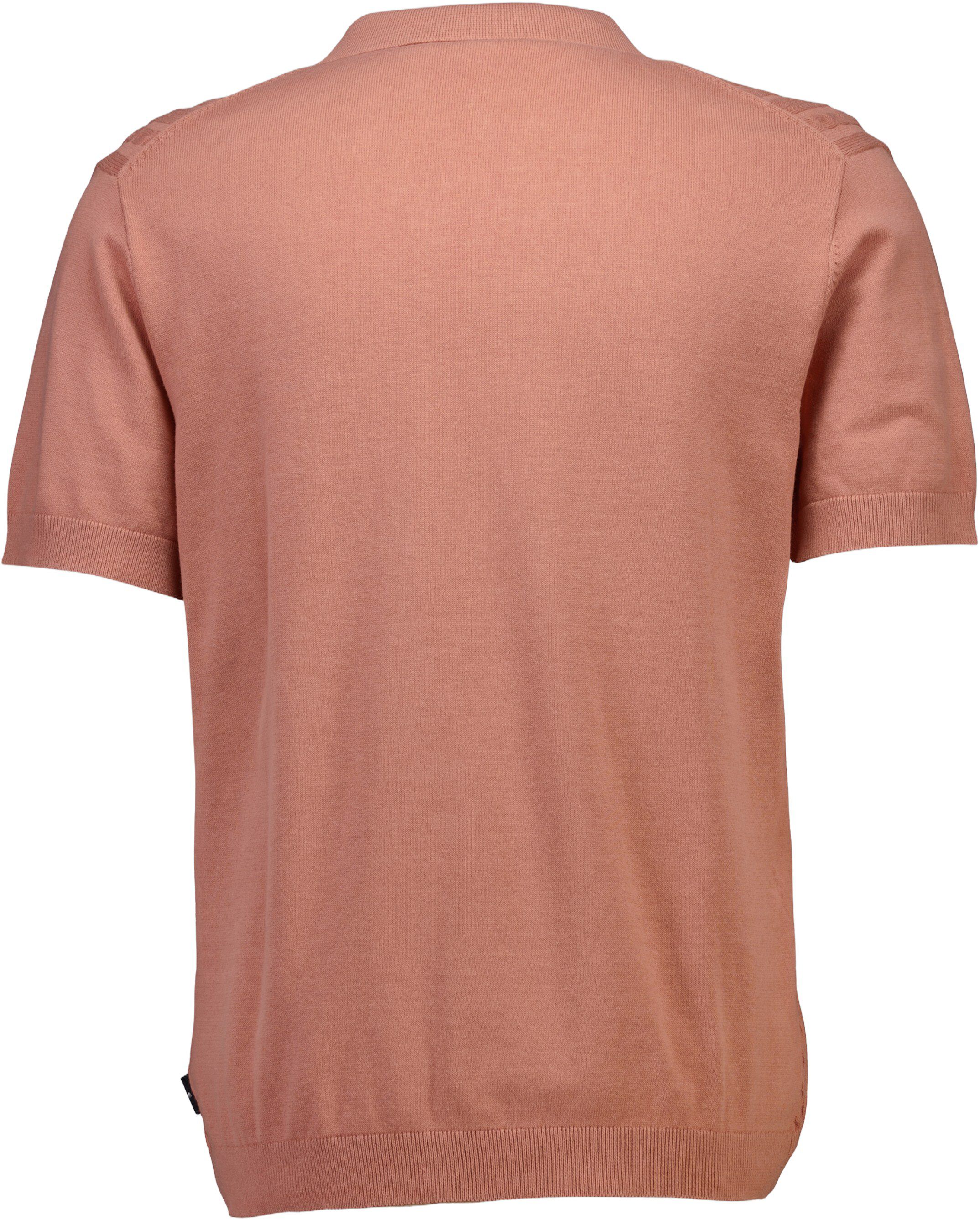 Knitted S/S cable v-neck polo