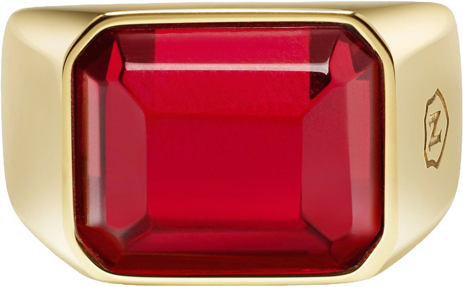 Red Zircon Signet Ring in Gold