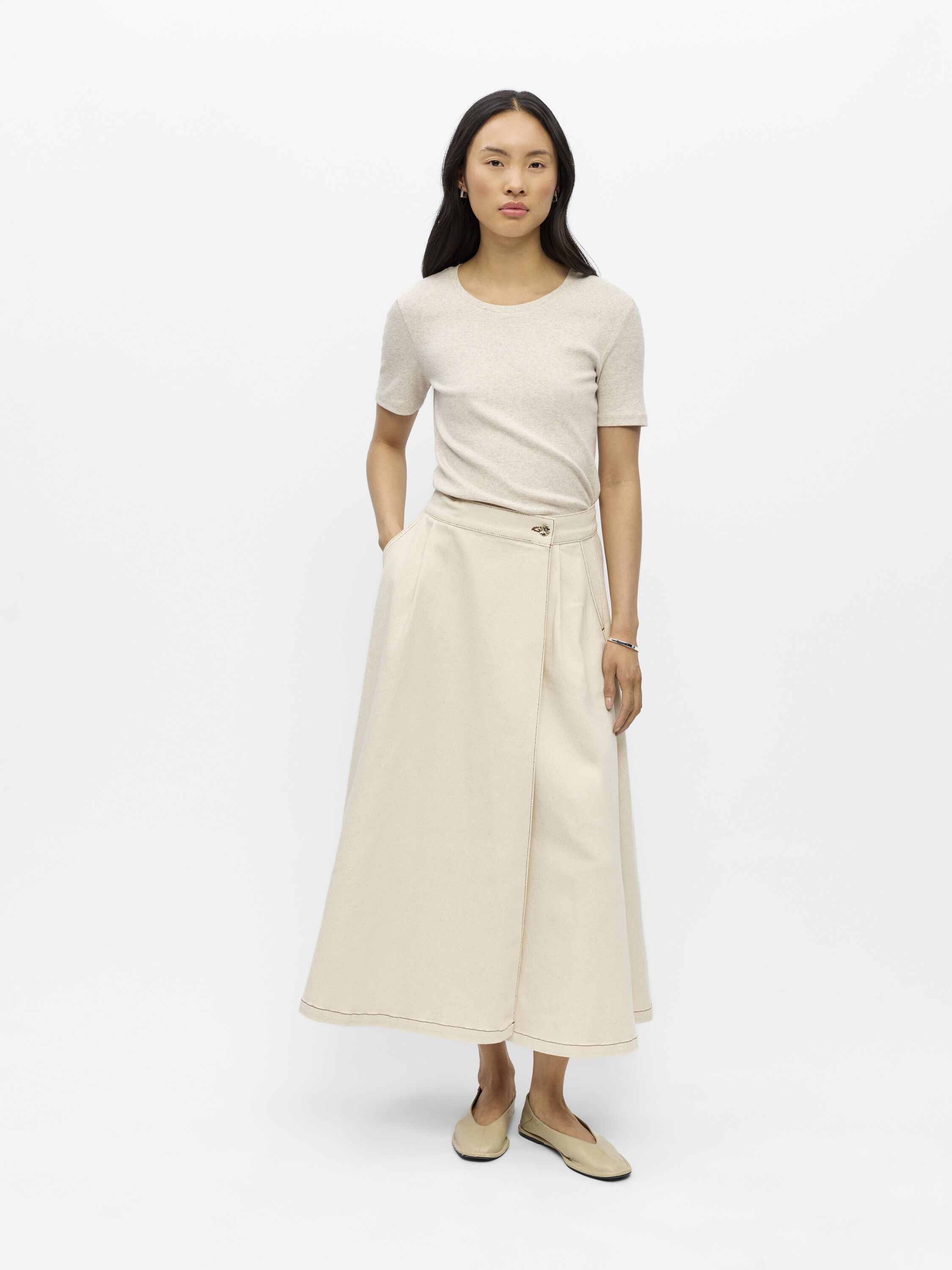 OBJSINA MW LONG DENIM SKIRT E REP