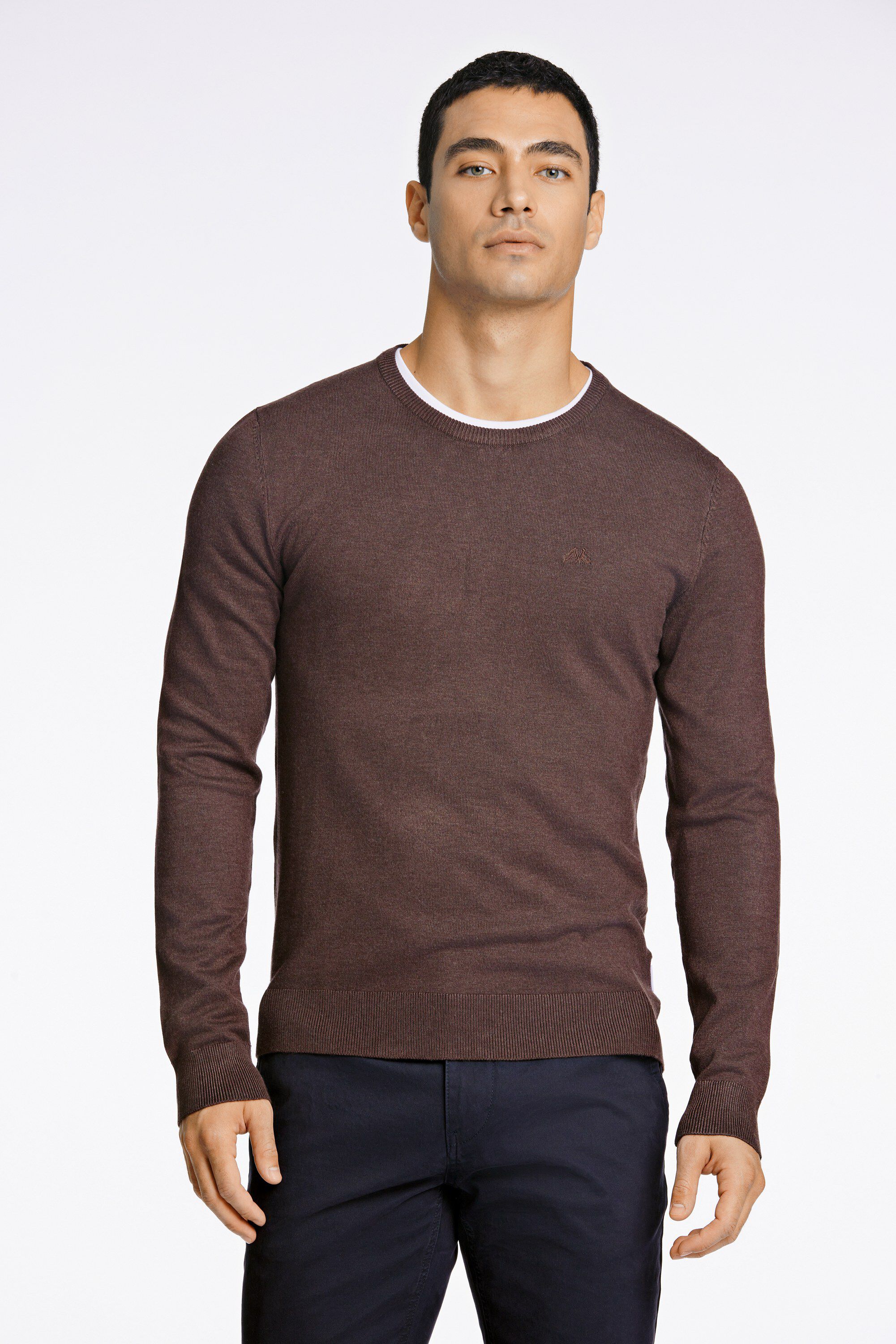 Melange round neck knit