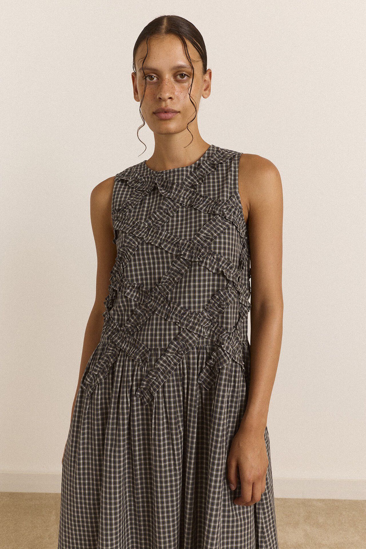 ELORA MIDI SLEEVELESS MIDI DRESS - LYRA CHECK