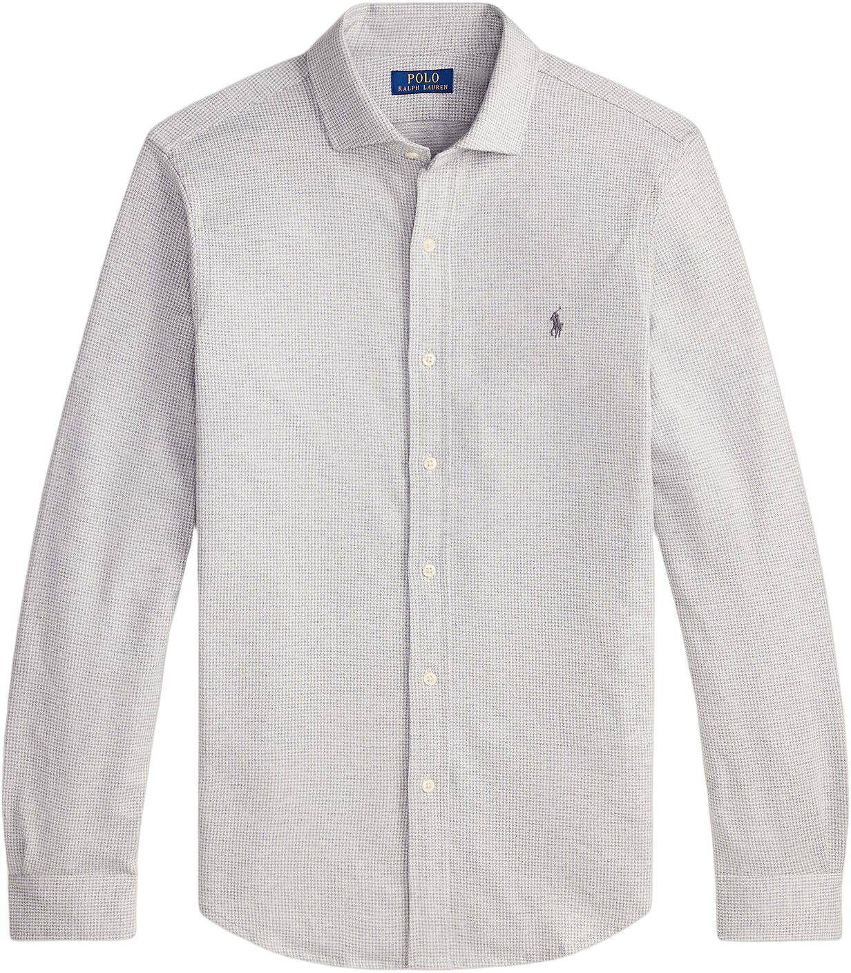 Houndstooth Jersey Spread-Collar Shirt