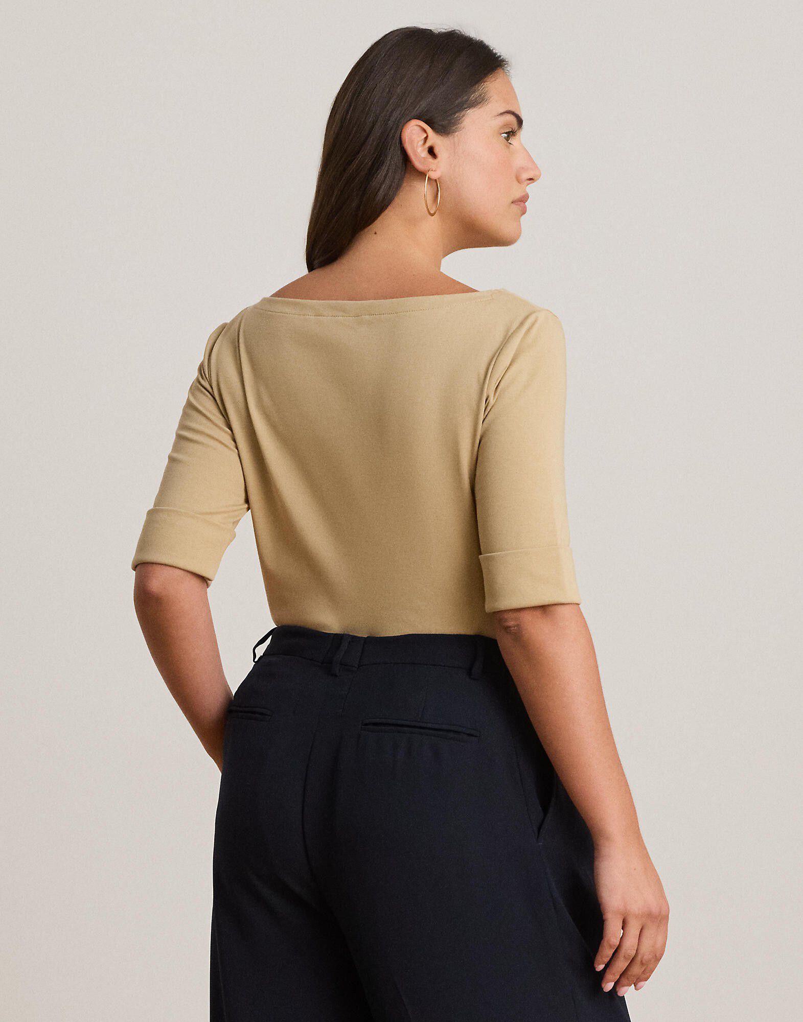 Stretch Cotton Boatneck Tee