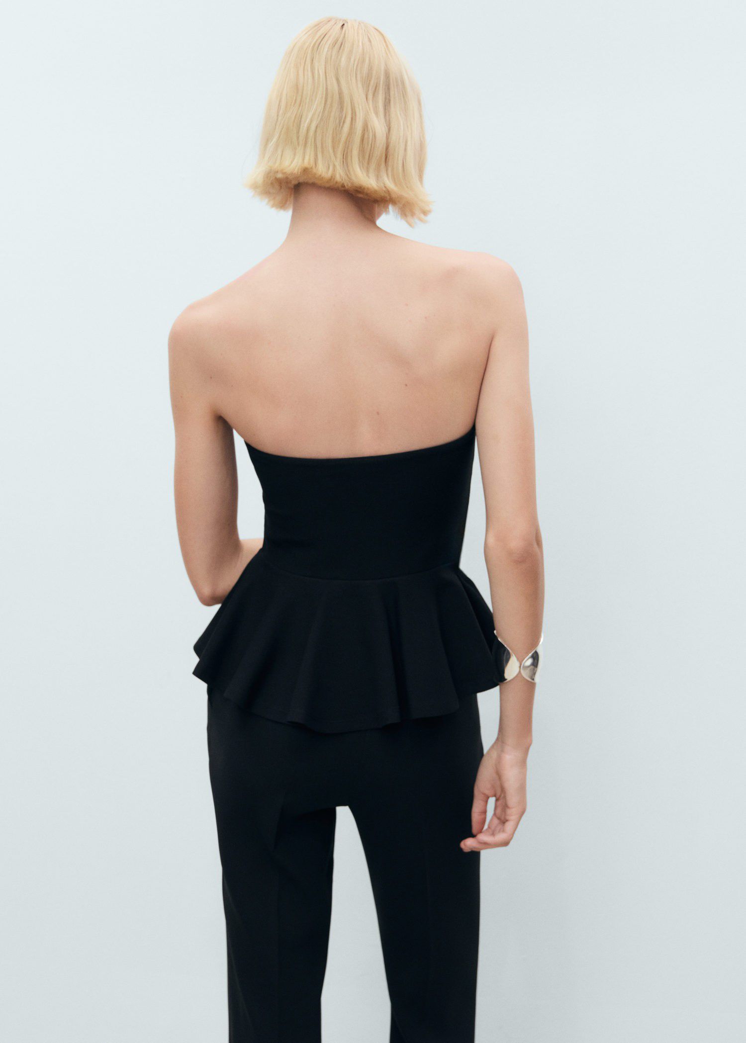 Strapless peplum top