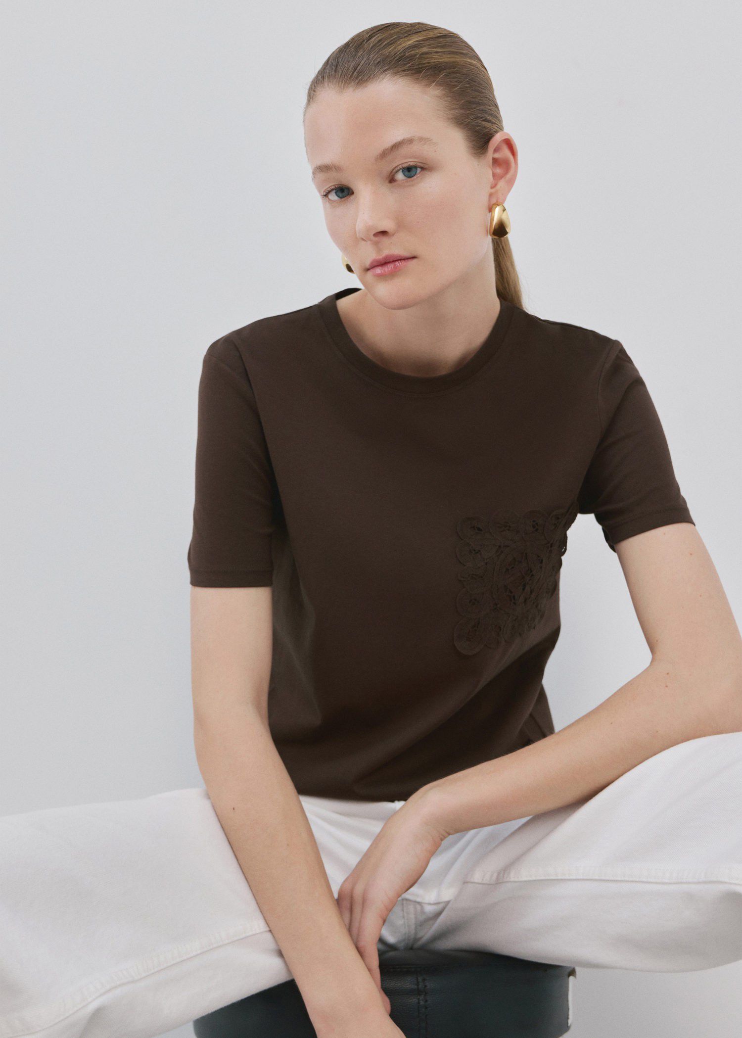 Embroidered cotton T-shirt