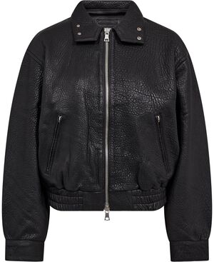 Beam Bomber Jacket Grainy Black Leather-34