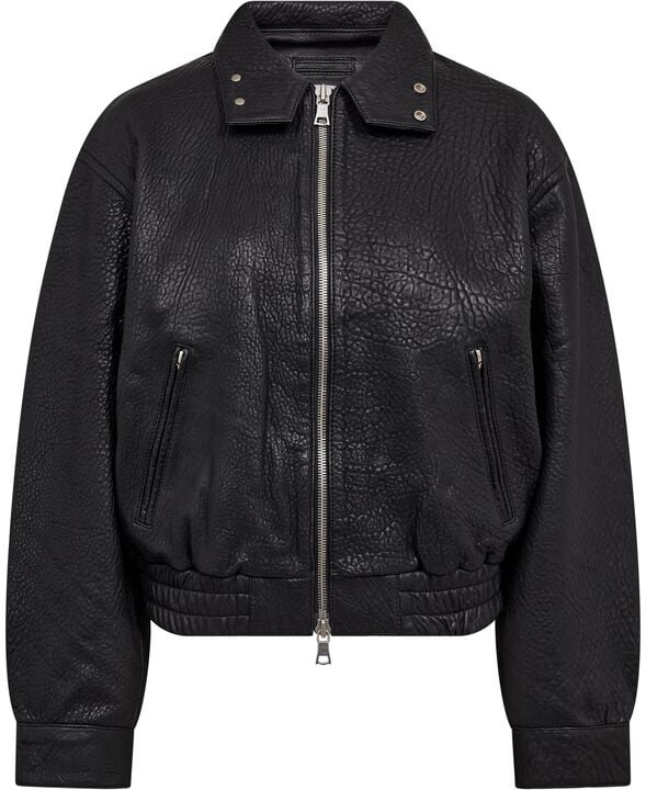 Beam Bomber Jacket Grainy Black Leather-38