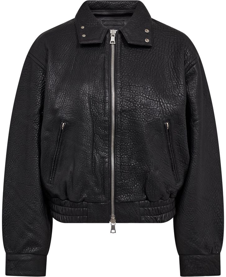 Beam Bomber Jacket Grainy Black Leather-38