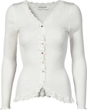 Silk cardigan regular ls w/rev vintage lace