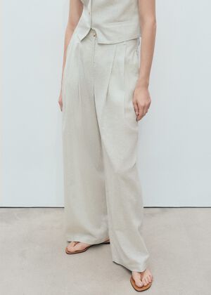 Straight-fit linen-blend suit trous