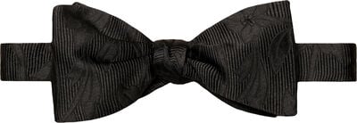 Black Floral Woven Silk Bow Tie