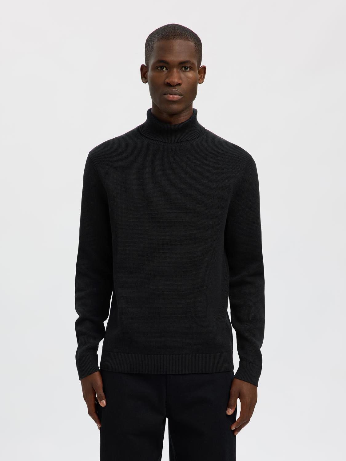 SLHDANE LS KNIT STRUCTURE ROLL NECK