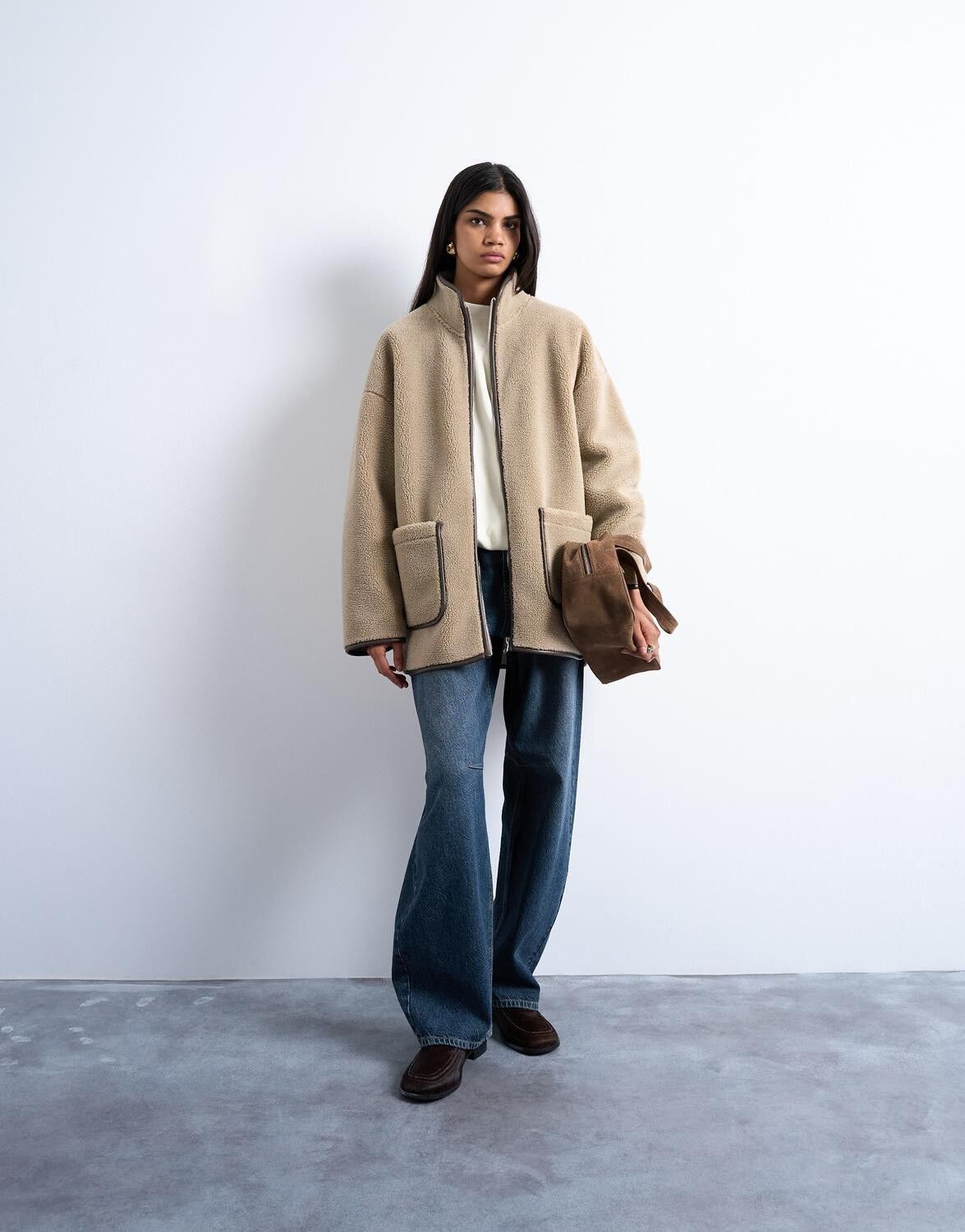 TSARIA HIGH NECK TEDDY JACKET