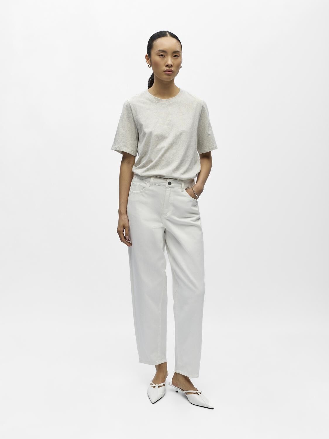 OBJMIU ZOE MW BARREL ANK TWILL JEAN