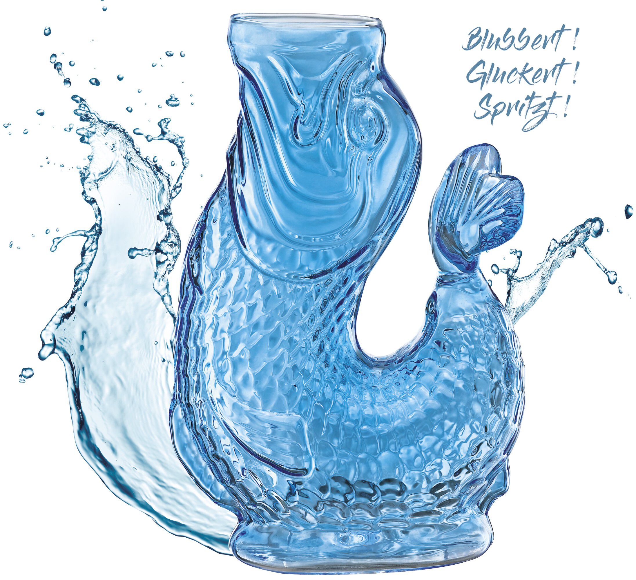 Vandkaraffel fisk, bl&aring;, glas, NEMO