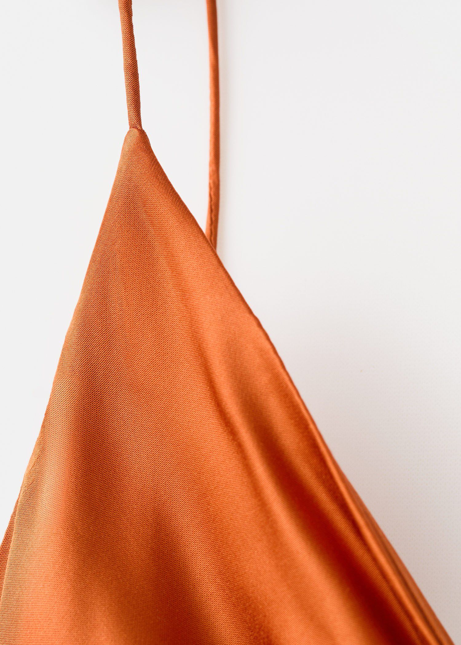 Satin dress with gathered V-necklin