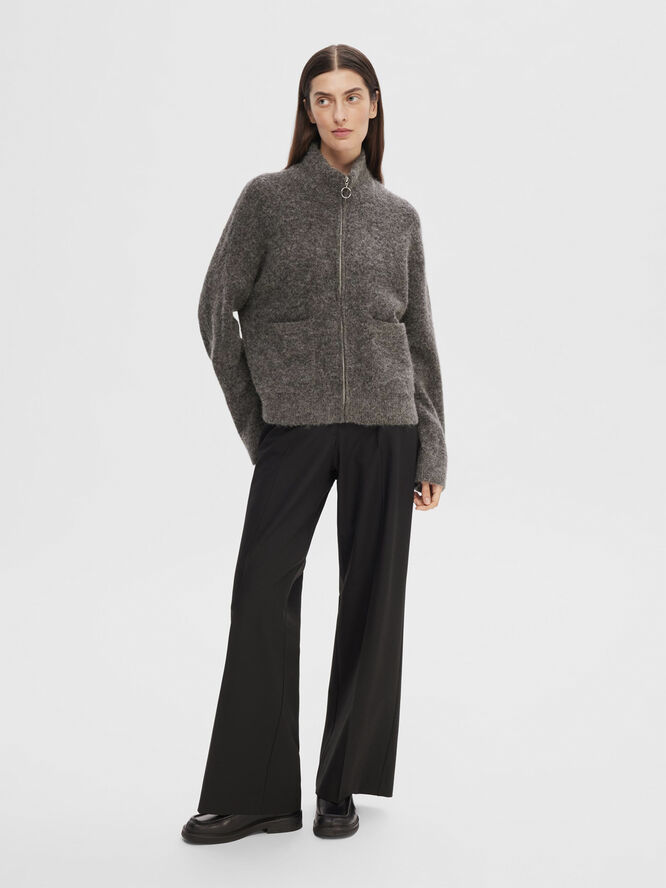 SLFSIA RAS LS ALPACA BLEND KNIT ZIPPER CARDIGAN