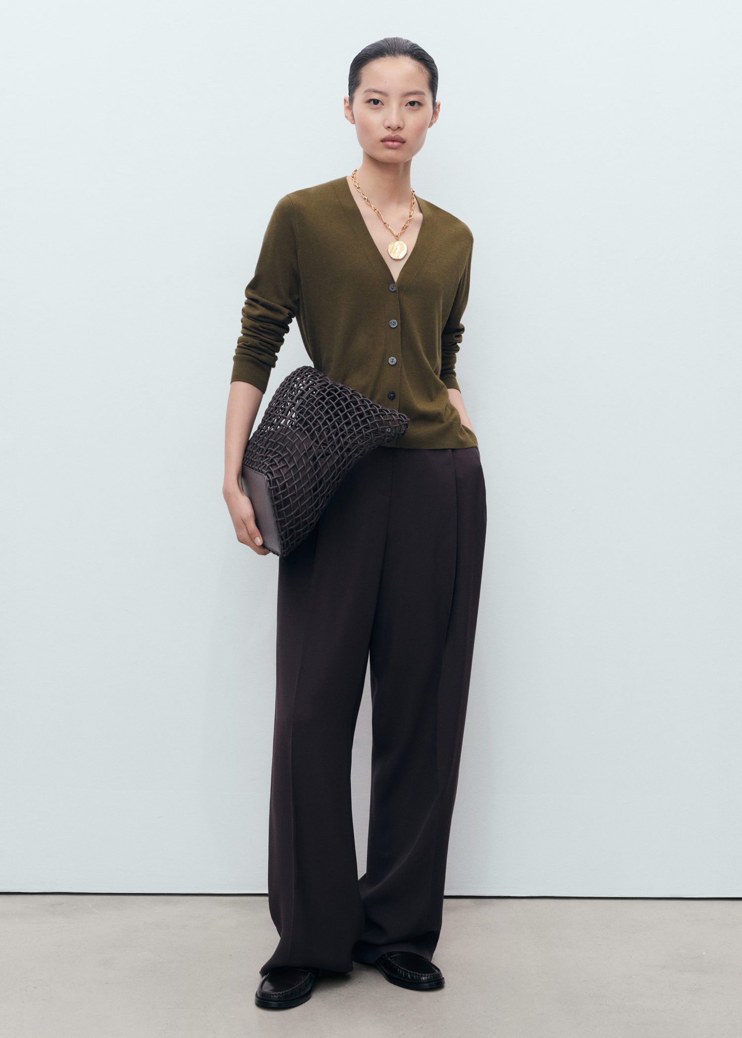 V-neck knitted cardigan