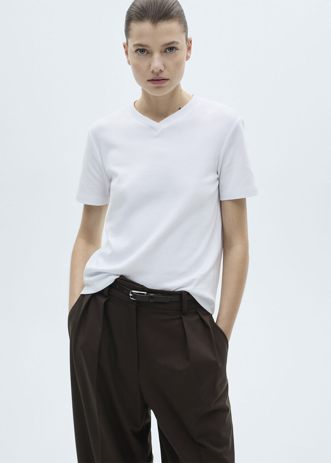 V-neck cotton T-shirt