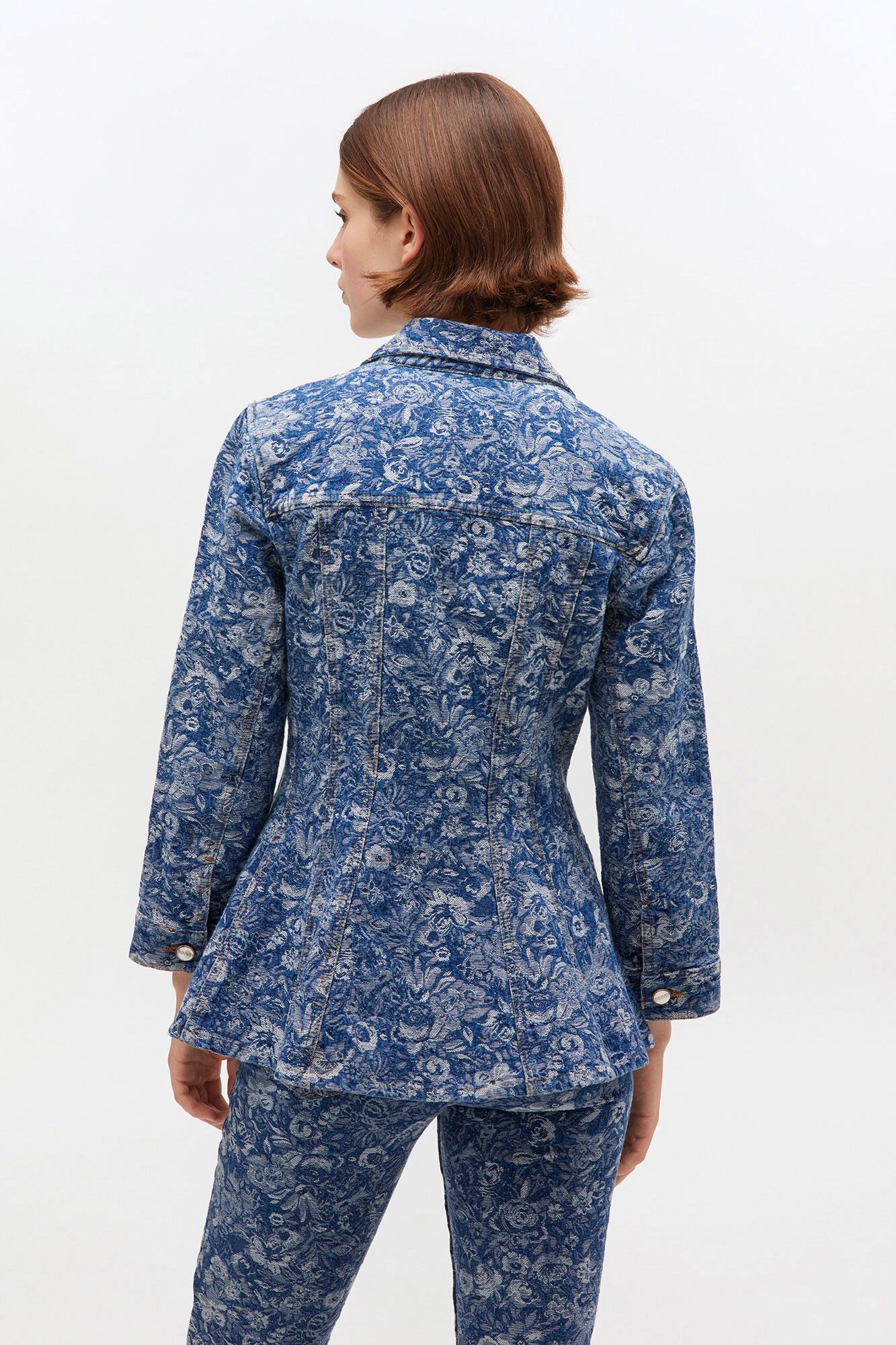 Tapestry Denim Fitted Blazer