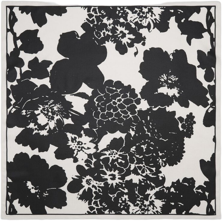 Floral-print satin scarf