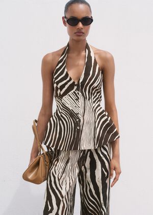 Zebra-print linen waistcoat