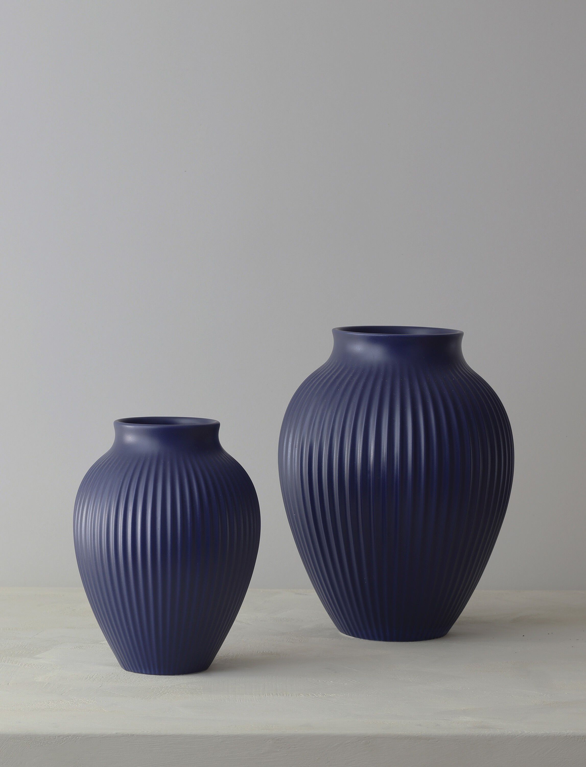 Knabstrup vase H 27 cm ripple mat dark blue