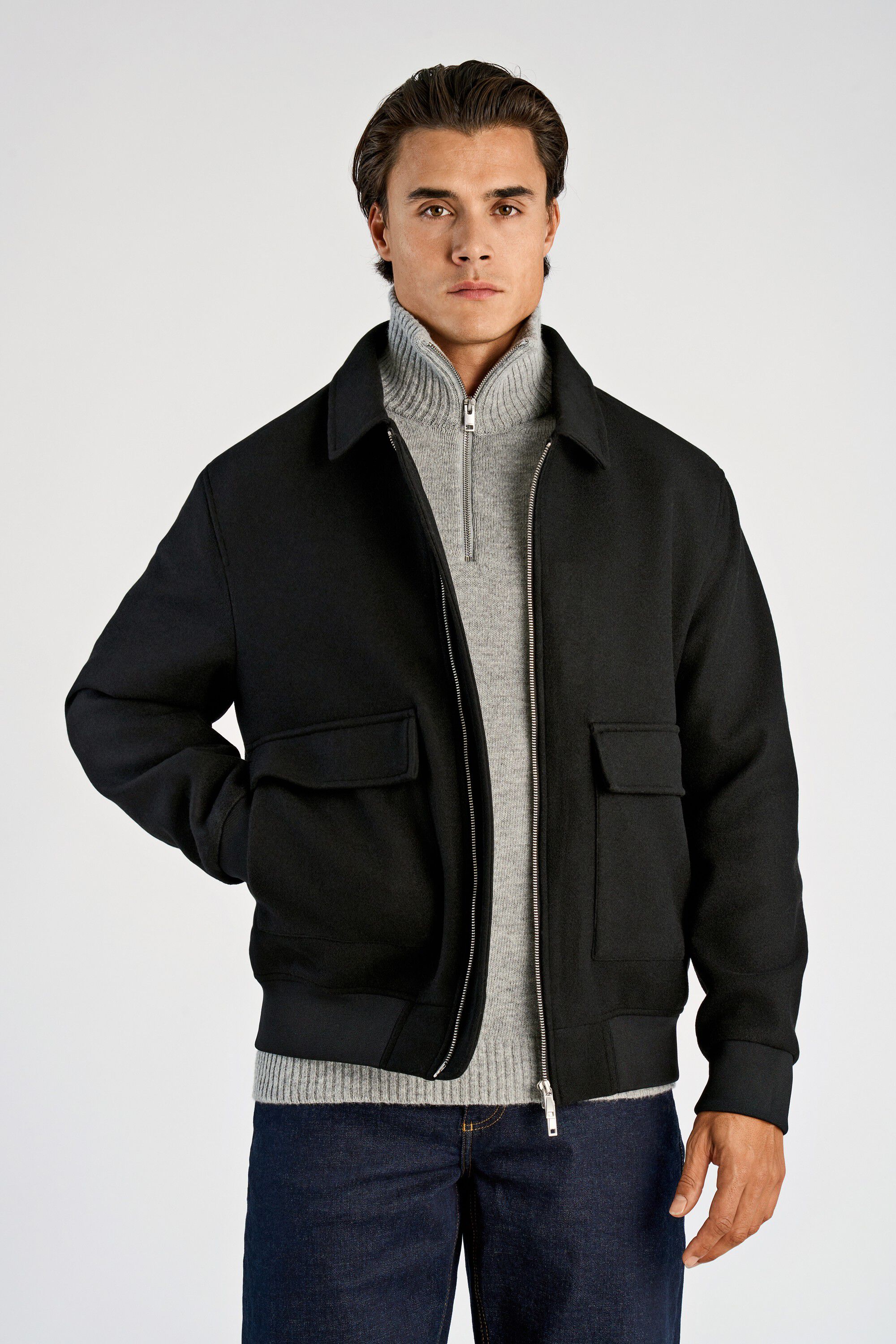 Wool look zip-through jacket