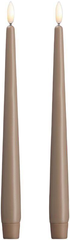 Moods & More - LED taper candle, Silk, Slim, Sand, 2-pack, 2