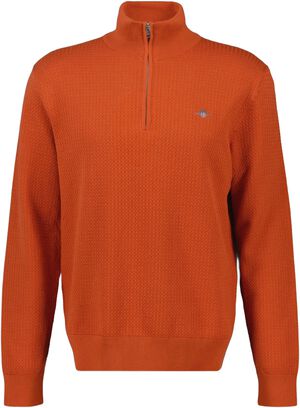 TEXTURED COTTON HALF ZIP