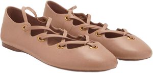 Leather ballerina with crossed stra