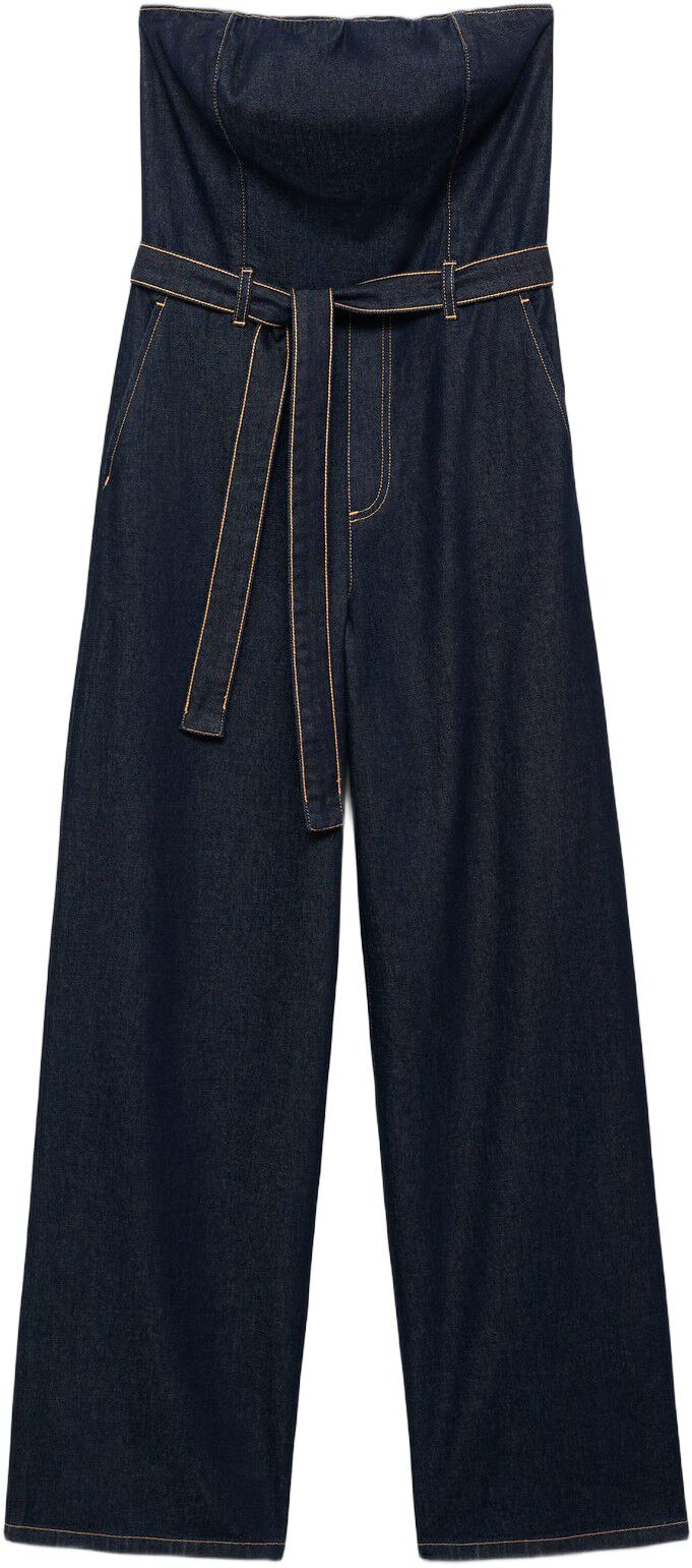 Strapless denim jumpsuit