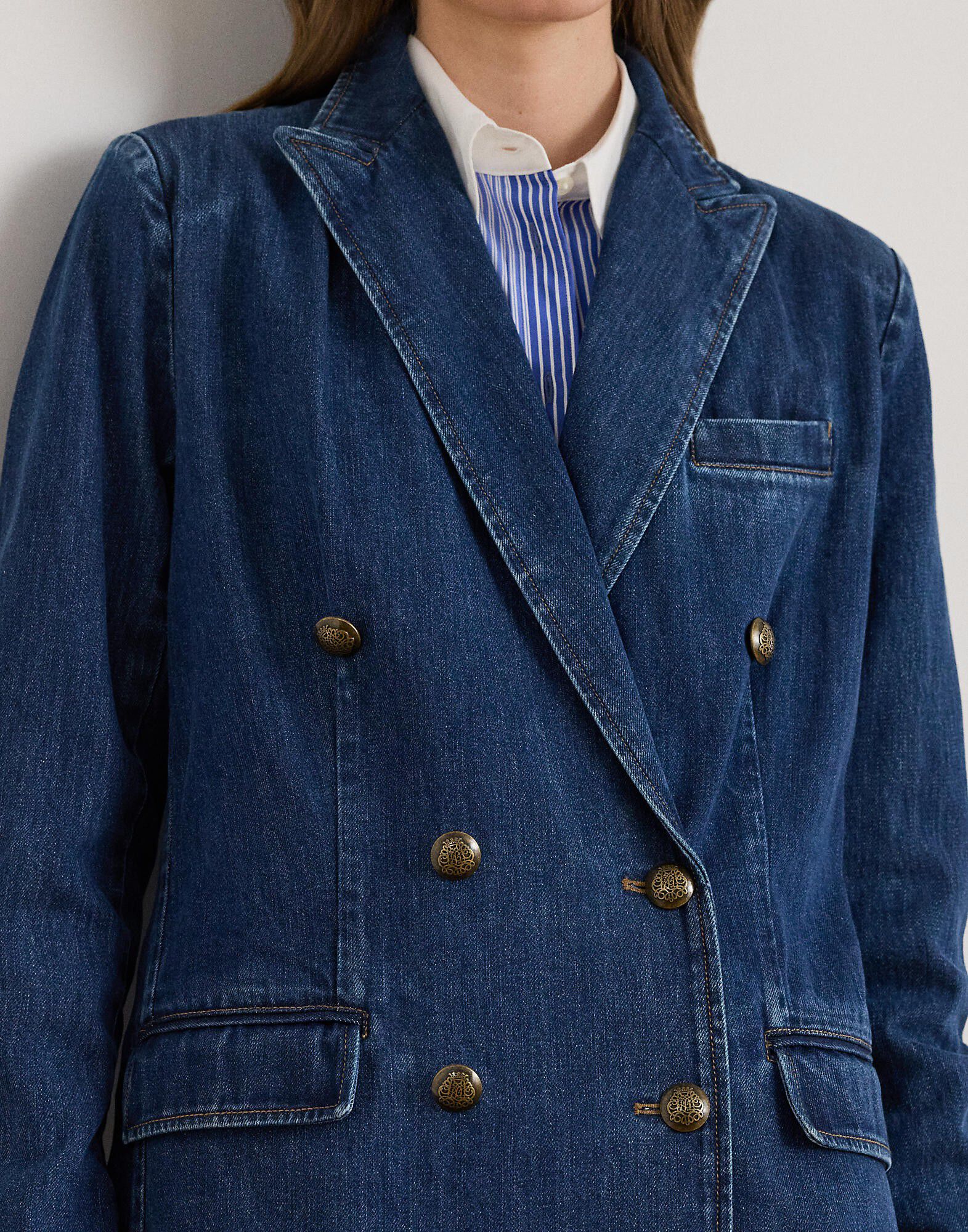 Double-Breasted Denim Blazer