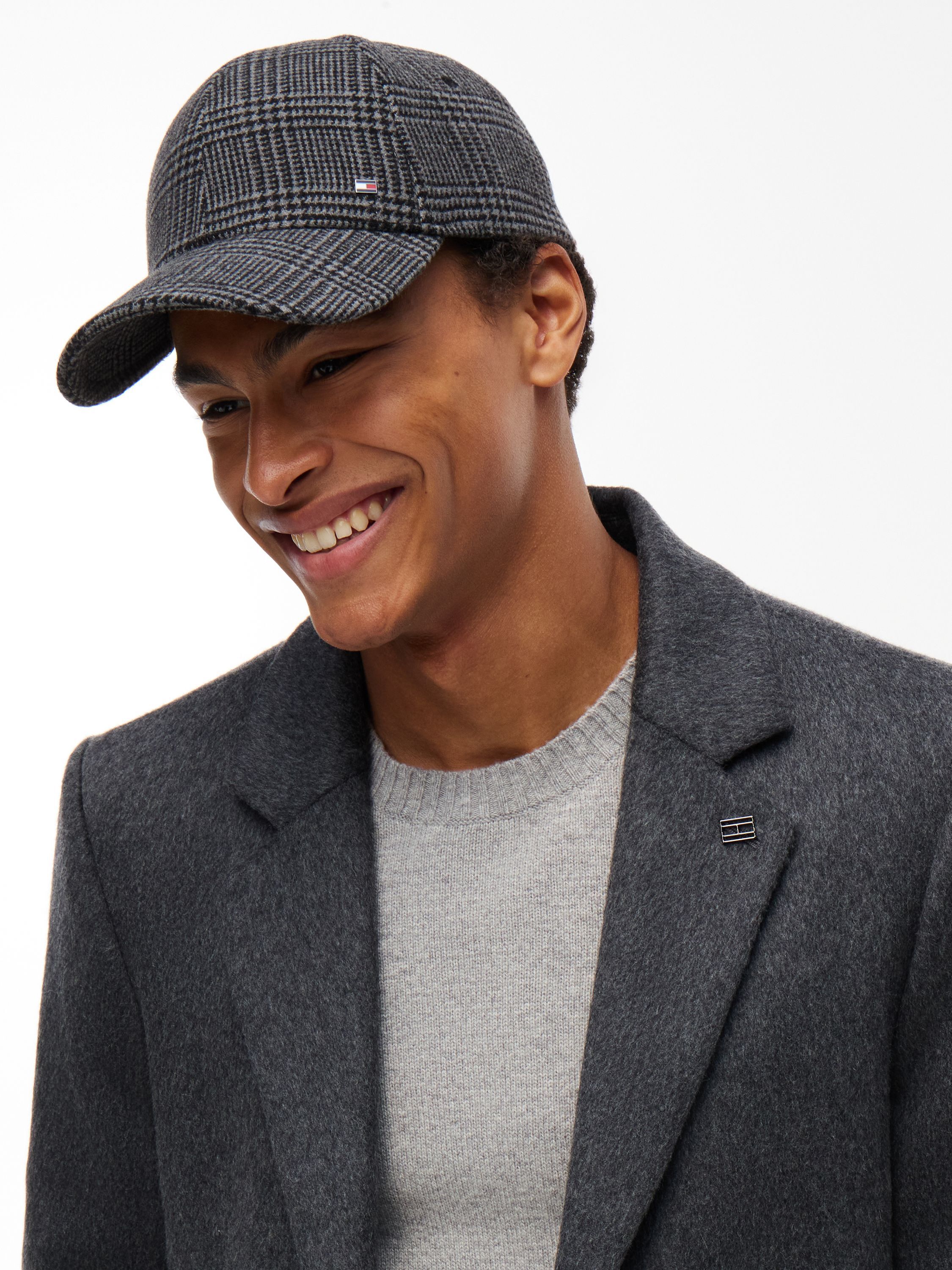 Check Wool Blend Baseball Cap