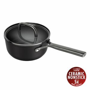 Milano, Kasserolle Med glasl&aring;g 18 cm, Sort