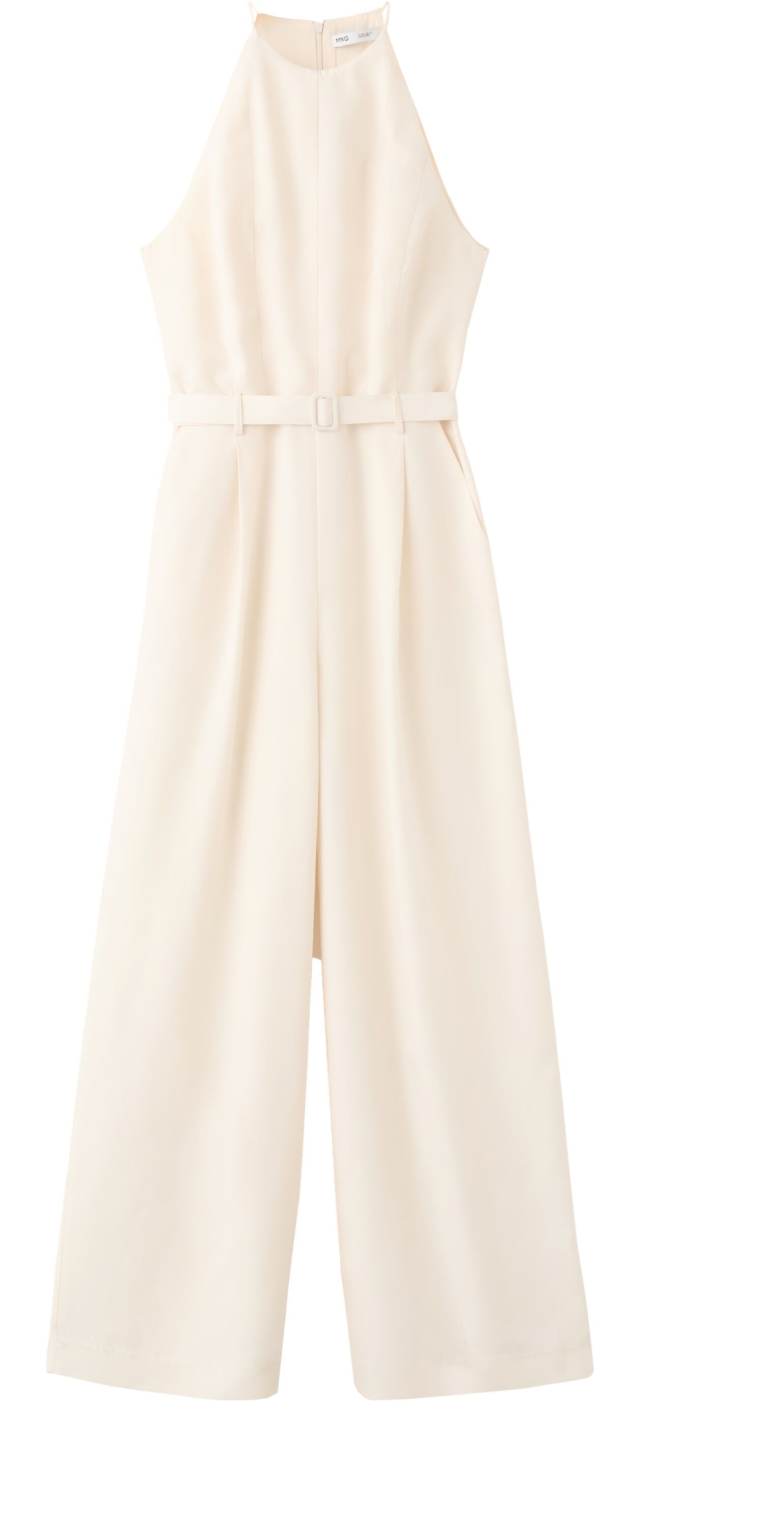Halter jumpsuit with belt detail