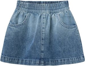 Denim Skirt w. Block Spray