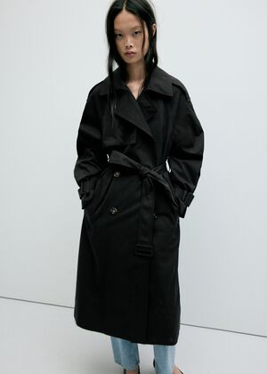 Long double-breasted trench coat