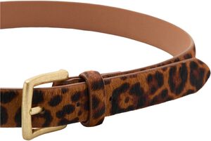 Leopard fur leather belt