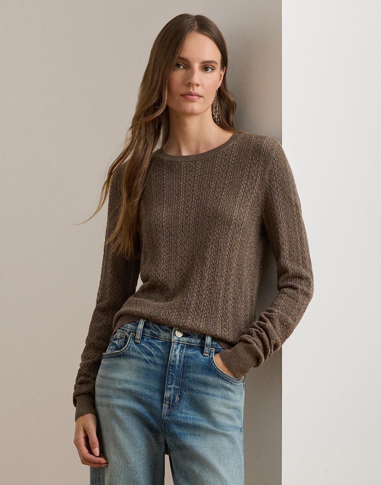 Pointelle-Knit Cotton-Blend Sweater